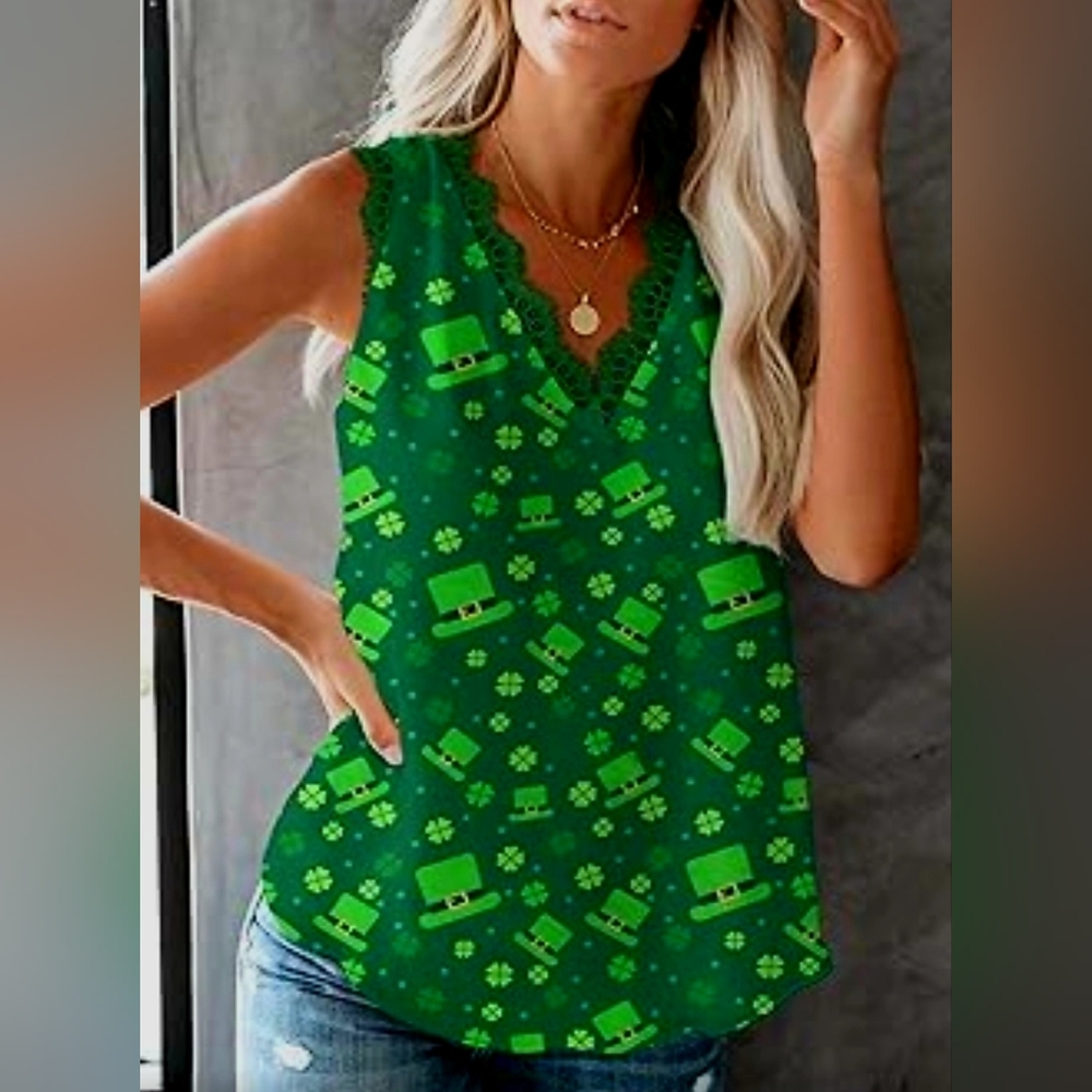 VIISHOW V Neck Lace Trim Tank Top